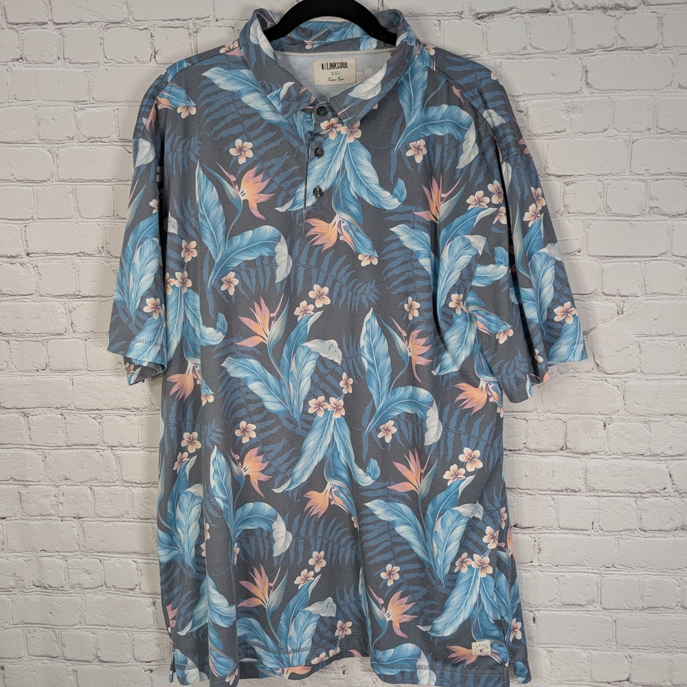 Linksoul Blue and Pink Floral Button-Down Shirt